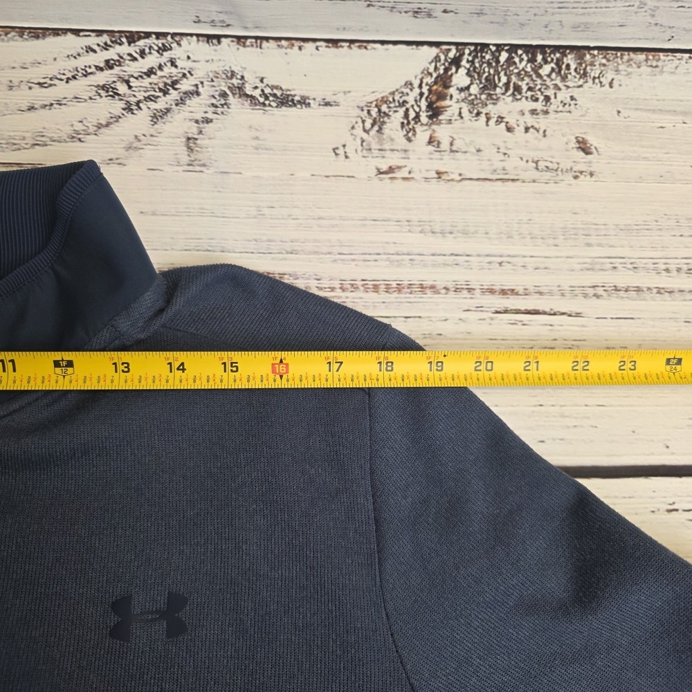 Under Armour Golf Storm Sweater XL Fleece Snap Mock Neck Blue Loose Fit Coldgear - Picture 10 of 11